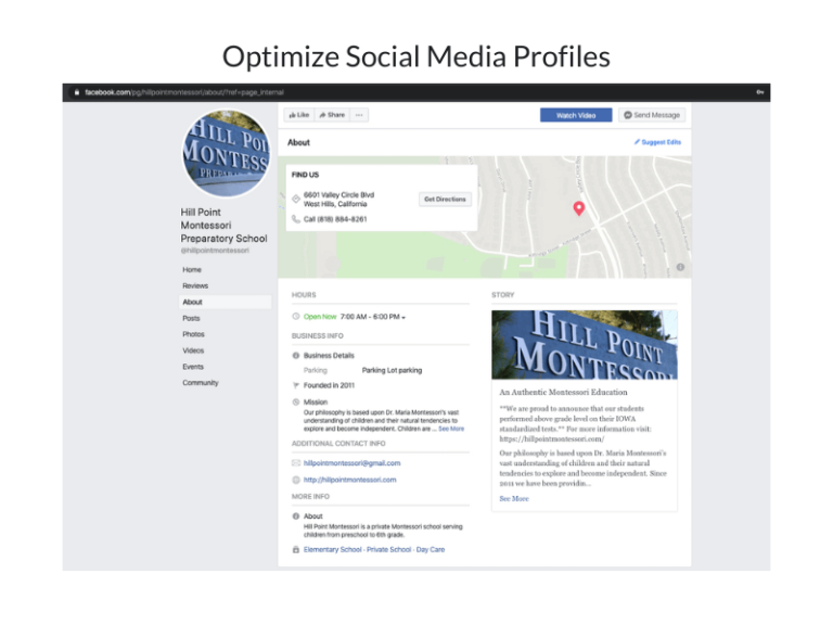 Montessori Marketing Strategies - Optimize Social Media Profiles